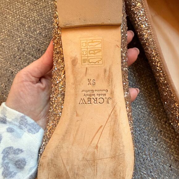 J. Crew Camille Ballet Flats in Glitter Gold Womens Size 9.5 - Picture 4 of 6
